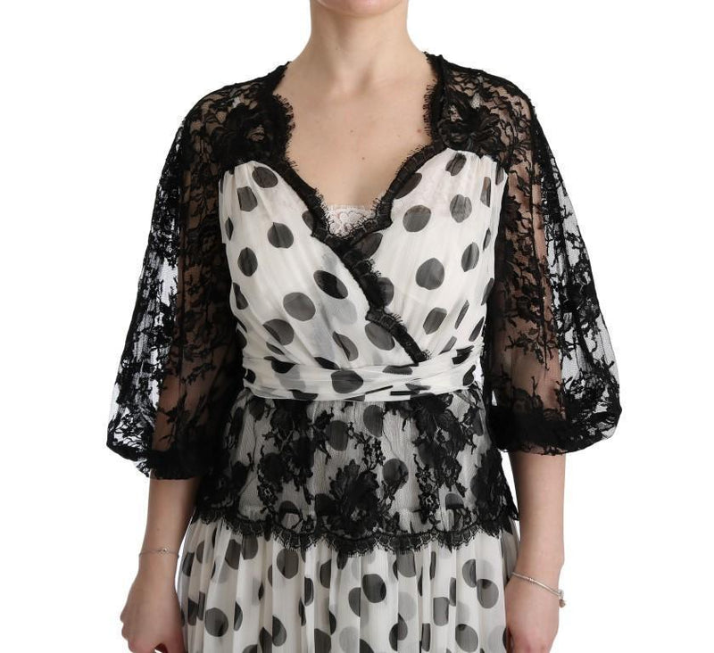 Black White Polka Dotted Floral Dress