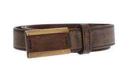 Brown Leather Gold Buckle Belt