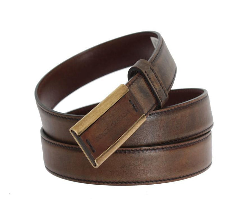 Brown Leather Gold Buckle Belt