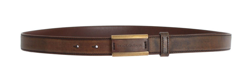 Brown Leather Gold Buckle Belt