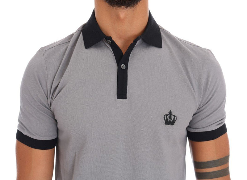 Gray Polo Shirt Cotton Crown T-shirt