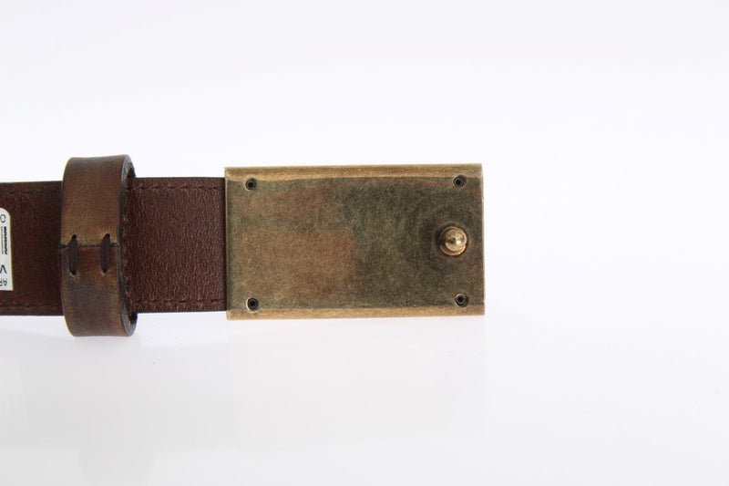 Brown Leather Gold Buckle Belt