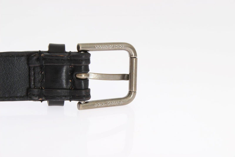 Black Brown Leather Silver Buckle Belt