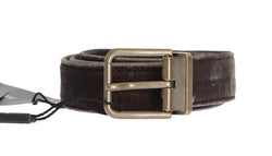 Brown Viscose Leather Gold Buckle Belt