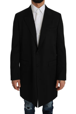 Black 100% Wool Trench Jacket