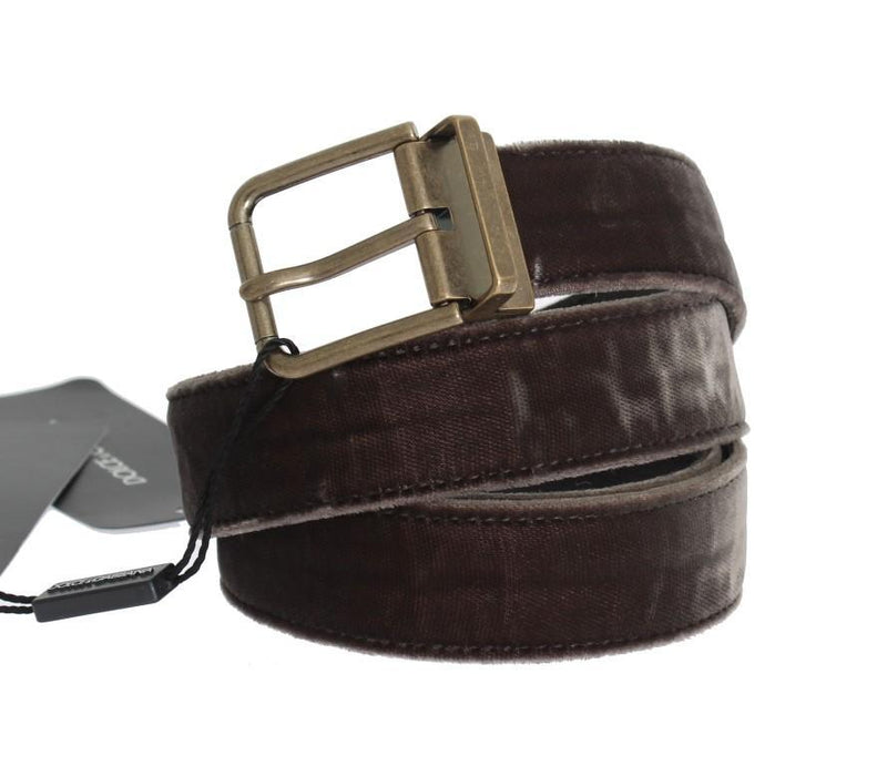 Brown Viscose Leather Gold Buckle Belt