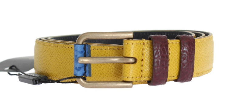 Yellow Leather Gold Buckle Belt