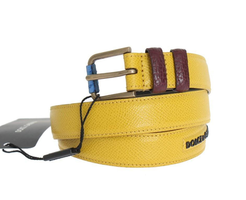 Yellow Leather Gold Buckle Belt