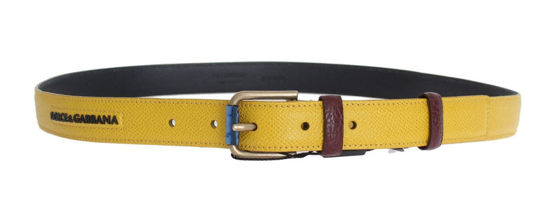 Yellow Leather Gold Buckle Belt