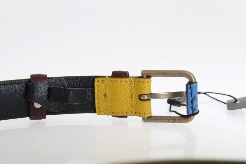 Yellow Leather Gold Buckle Belt