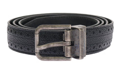 Black Leather Gray Buckle Belt