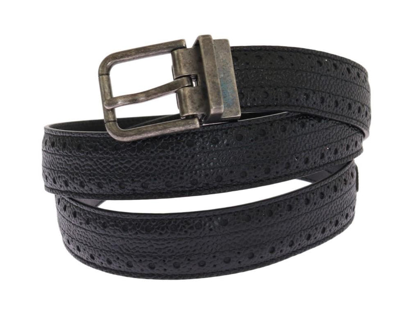 Black Leather Gray Buckle Belt