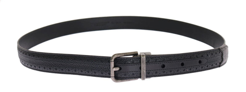 Black Leather Gray Buckle Belt