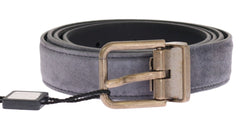 Gray Leather Gold Buckle Belt