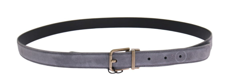 Gray Leather Gold Buckle Belt