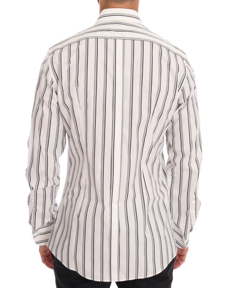 White Striped WESTERN Slim GOLD Dress Shirt