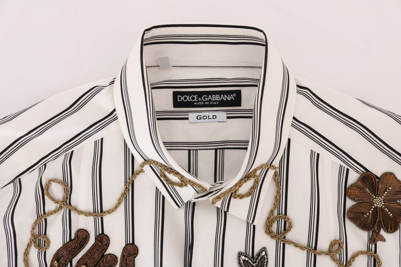 White Striped WESTERN Slim GOLD Dress Shirt