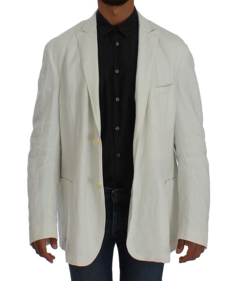 White Linen Regular Fit Blazer Jacket
