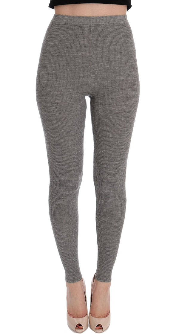 Gray Wool Stretch Tights