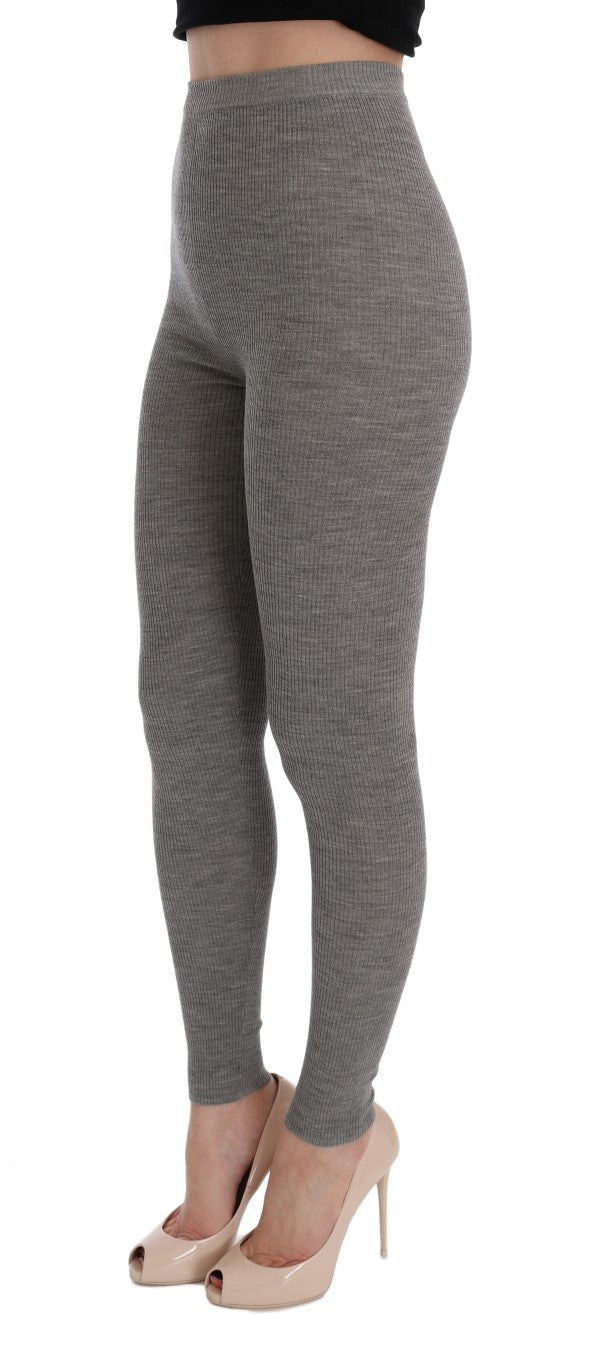 Gray Wool Stretch Tights