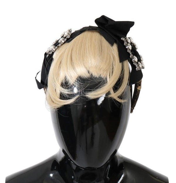Black Crystal White Diadem Headband