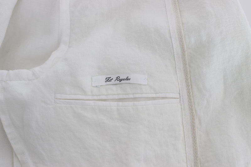 White Linen Regular Fit Blazer Jacket