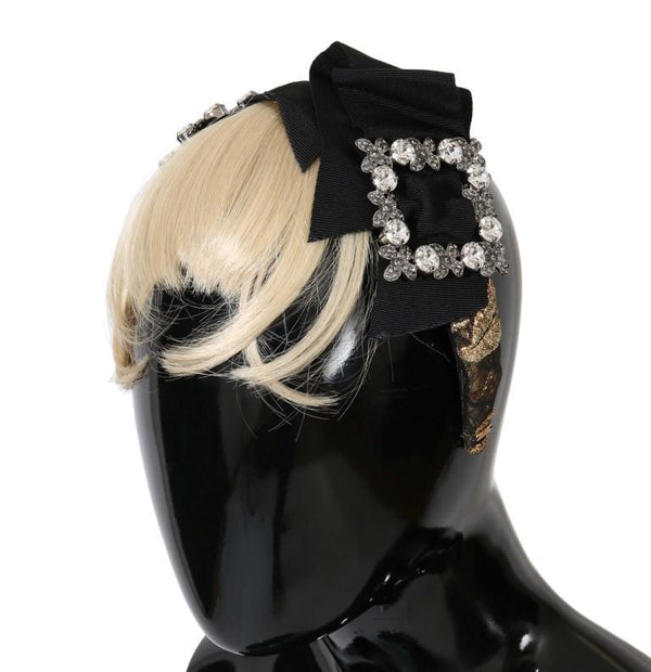 Black Crystal White Diadem Headband