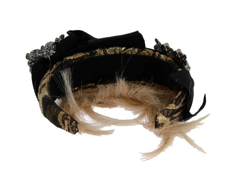 Black Crystal White Diadem Headband