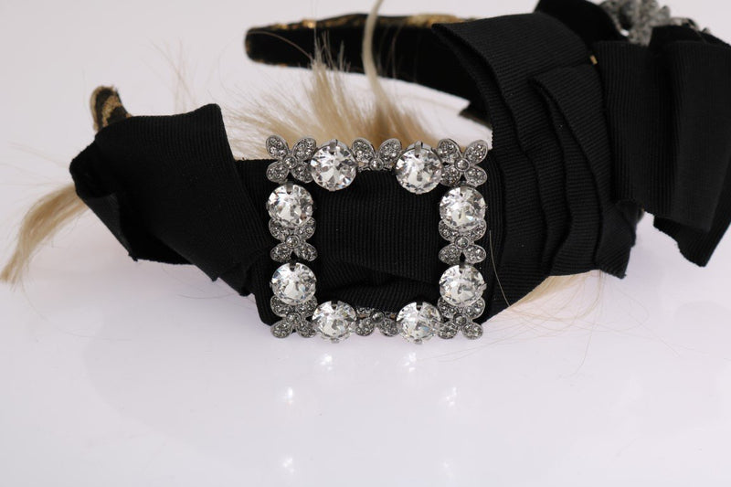 Black Crystal White Diadem Headband