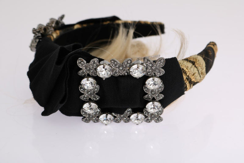 Black Crystal White Diadem Headband