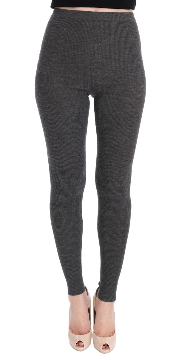 Gray Wool Stretch Tights