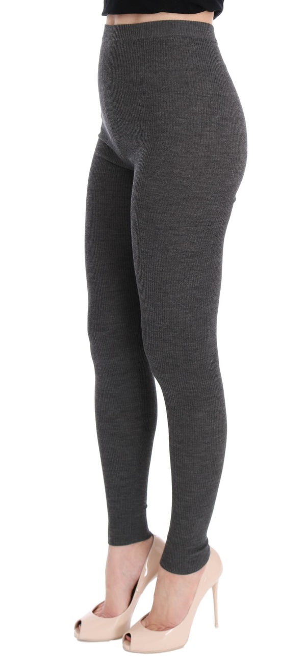 Gray Wool Stretch Tights