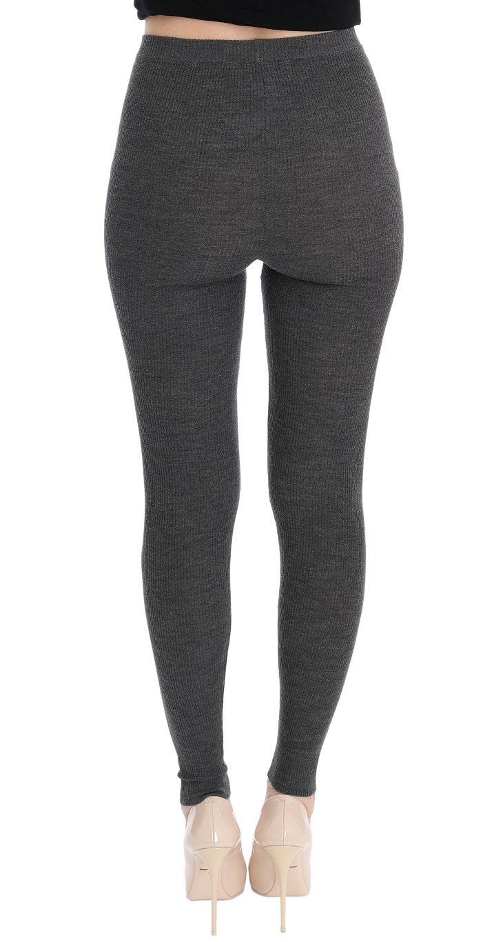 Gray Wool Stretch Tights