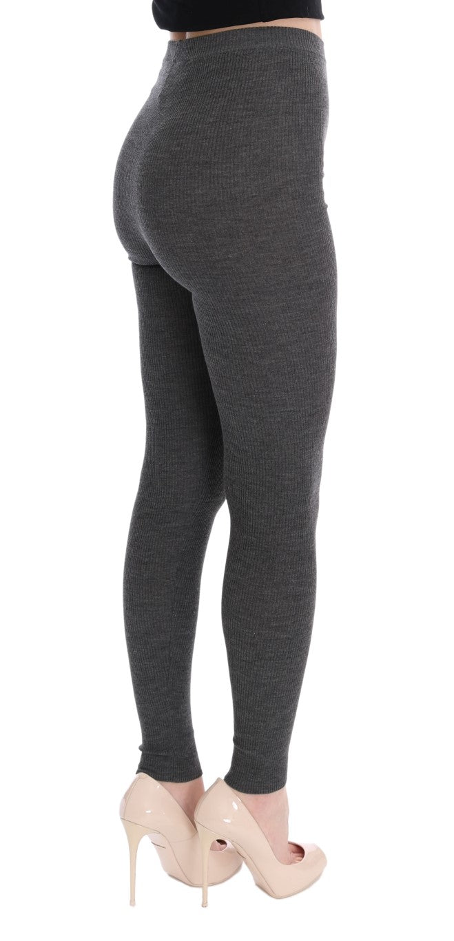 Gray Wool Stretch Tights