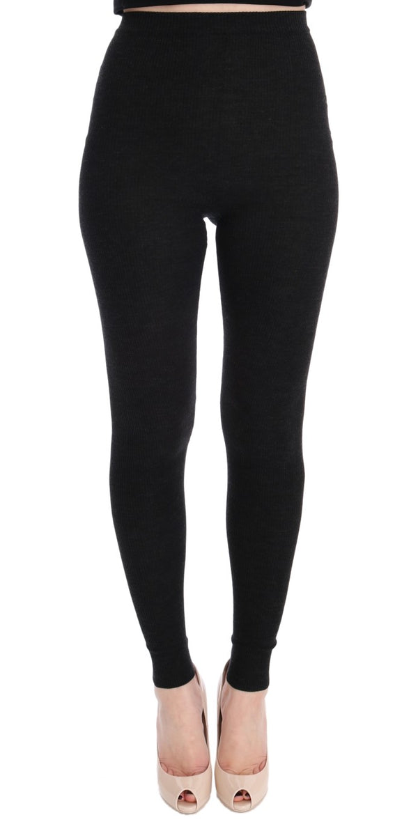 Gray Wool Stretch Tights