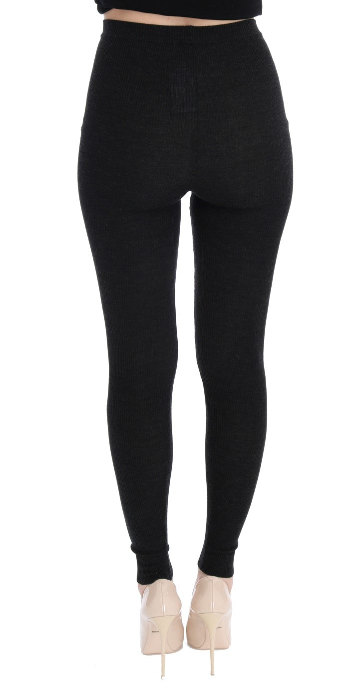 Gray Wool Stretch Tights