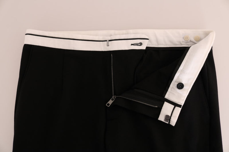 Black Cotton Stretch Casual Slim Pants