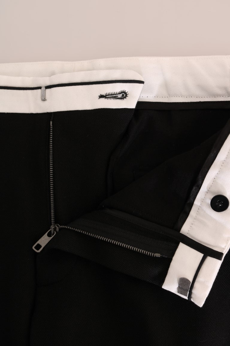 Black Cotton Stretch Casual Slim Pants