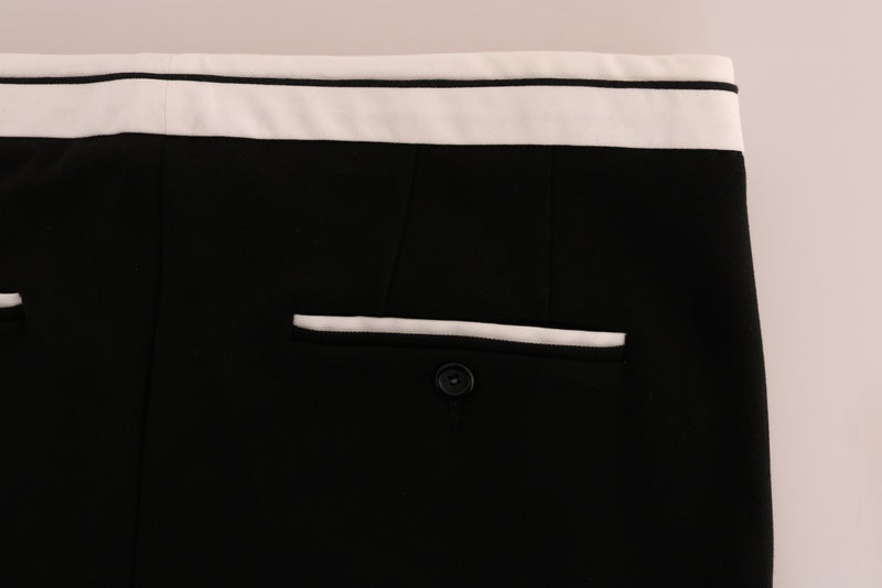 Black Cotton Stretch Casual Slim Pants
