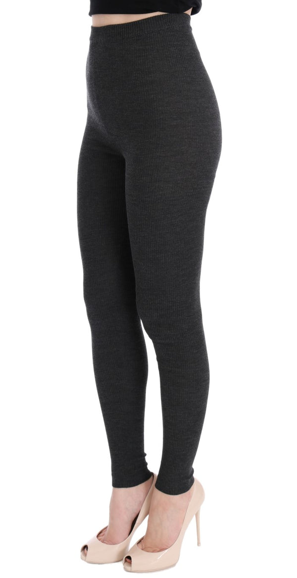 Gray Wool Stretch Tights