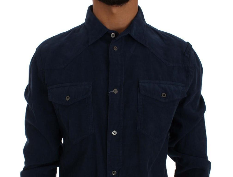 Blue Cotton Long Sleeve Slim Fit Manchester Shirt