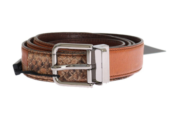 Brown Cayman Leather Snakeskin Belt