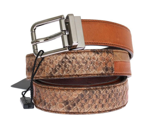 Brown Cayman Leather Snakeskin Belt