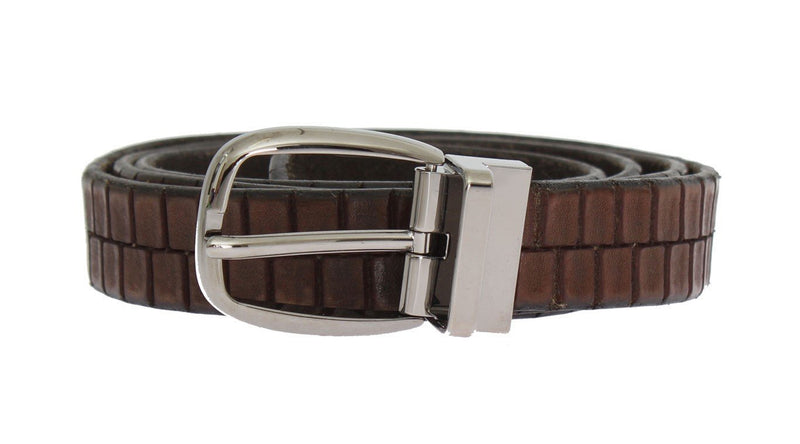 Brown Leather Silver Buckle Belt