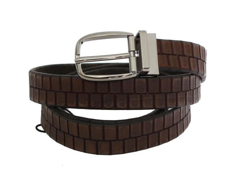 Brown Leather Silver Buckle Belt