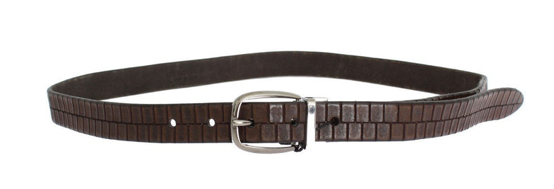 Brown Leather Silver Buckle Belt