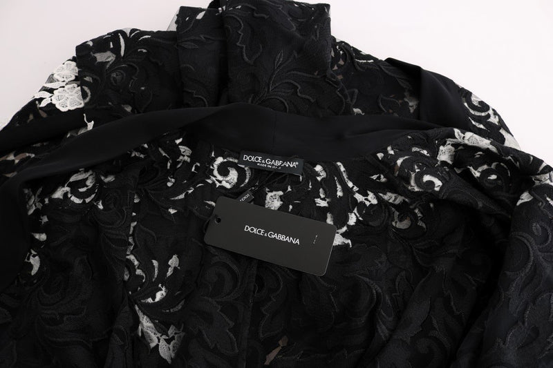 Black White Floral Applique Kaftan Dress