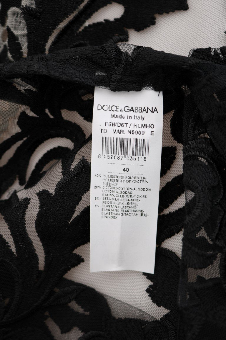 Black White Floral Applique Kaftan Dress