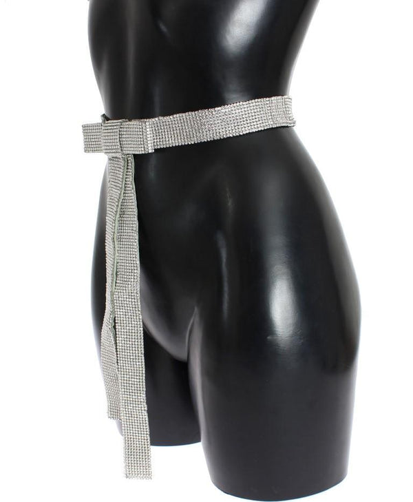 Green Silk Clear Real Crystal Waist Belt
