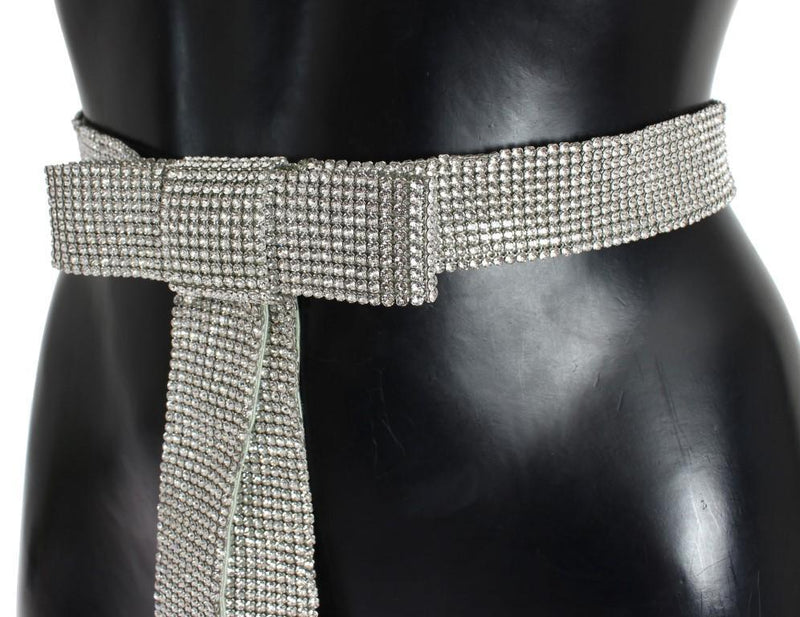 Green Silk Clear Real Crystal Waist Belt